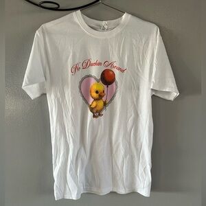 White T-Shirt with Duck Graphic